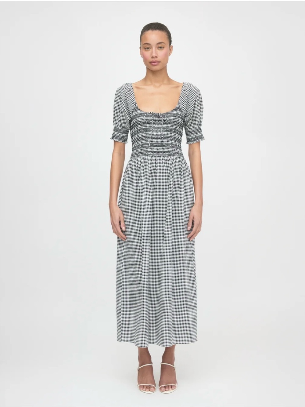 Hill house home Madeline nap dress midi black sand gingham cotton summer